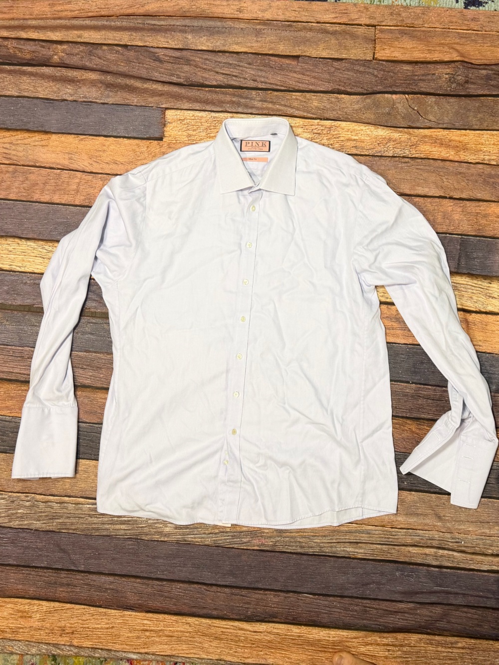 Thomas Pink Mens Long Sleeve French Cuff Light Purple Dress Shirt